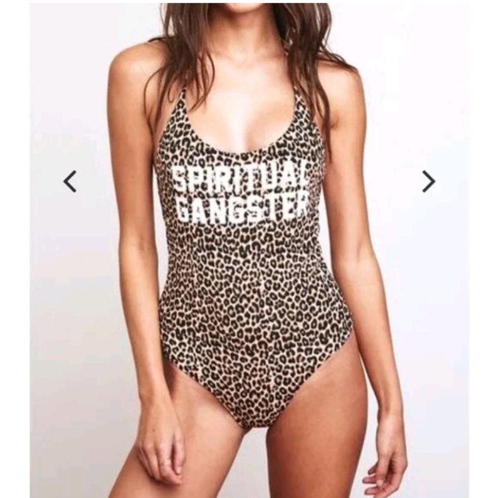 SMALL women SPIRITUAL GANGSTER One Piece Halter Leopard swimsuit